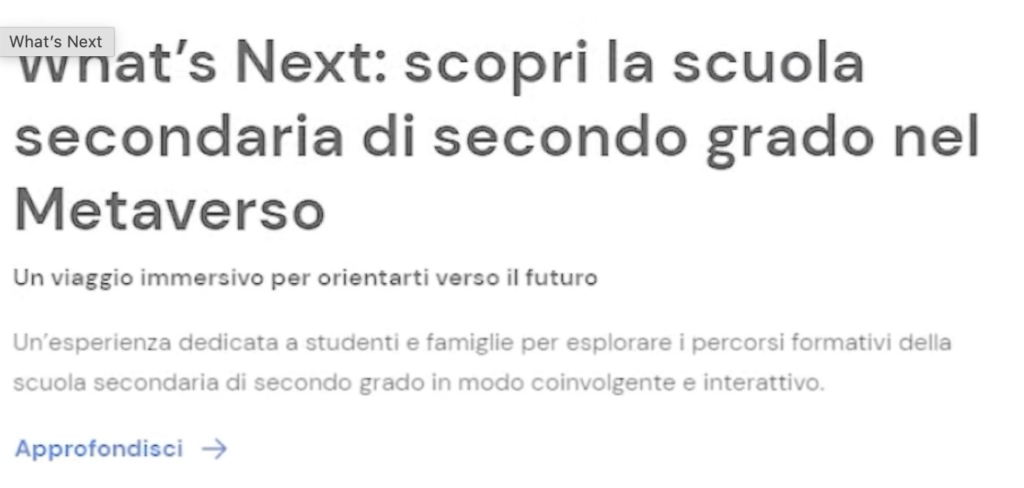 What’s Next – Il nuovo servizio per l’ orientamento immersivo verso la scuola secondaria di secondo grado disponibile su Unica